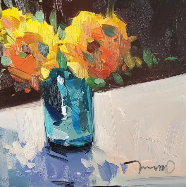 JOSE TRUJILLO Oil Painting IMPRESSIONISM Collectible ORIGINAL Still Life Flowers