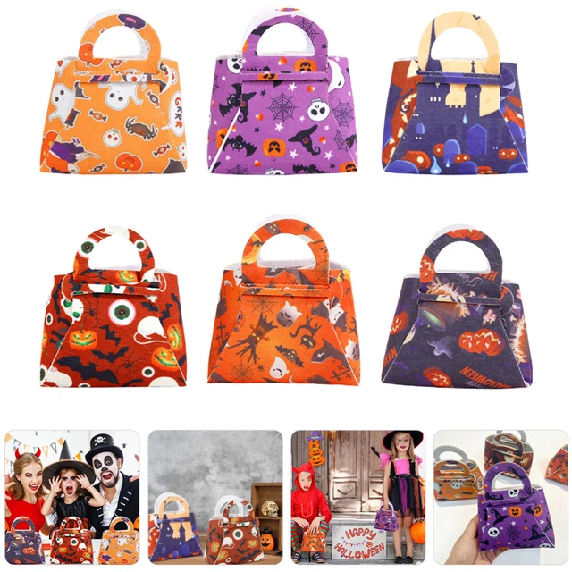 6 pezzi sacchetti dolci Halloween in tessuto non tessuto con maniglie, riutilizzabili