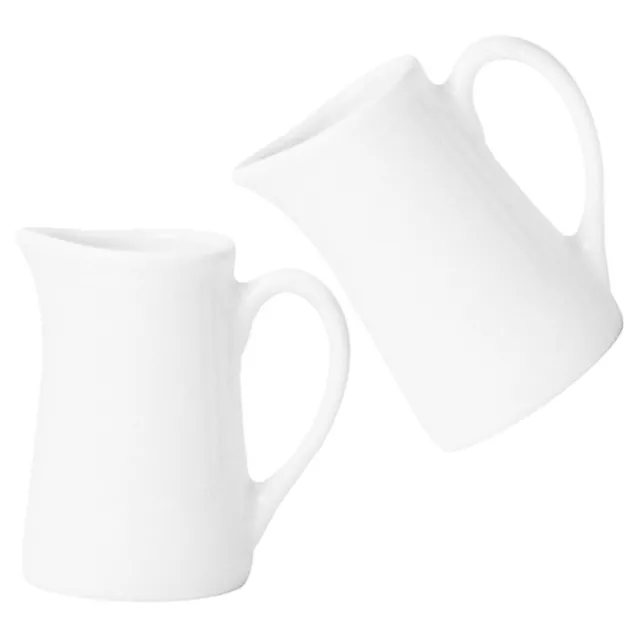 2 Pcs White Ceramics Milk Jug Reusable Coffee Creamer Sauce