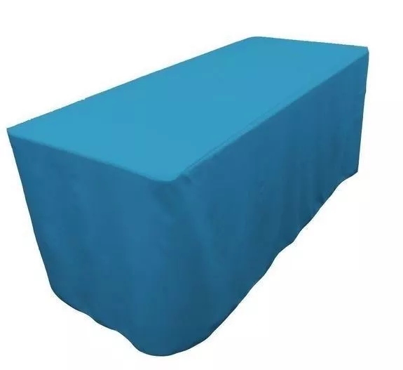 6' ft. Fitted Polyester Table Cover Trade Show Event Tablecloth Turquoise Blue