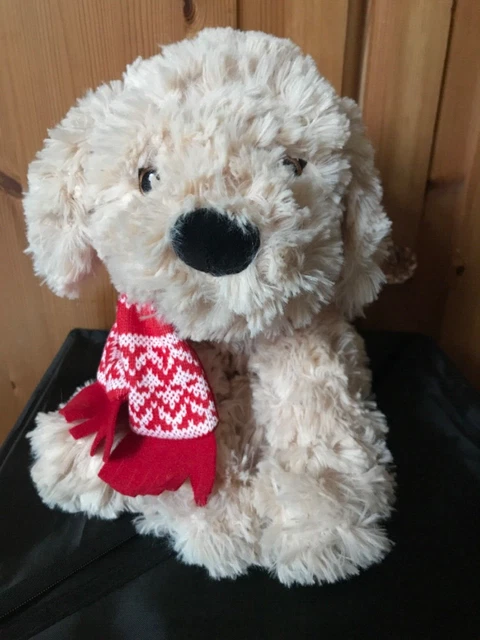 TESCO CURTIS THE Cavapoo Dog Plush Soft Toy Fluffy Xmas Gift Scarf Kids ...