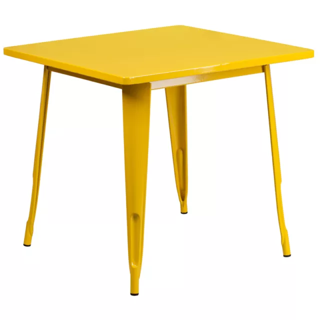 31.5" Square Industrial Style Yellow Metal Indoor & Outdoor Restaurant Table