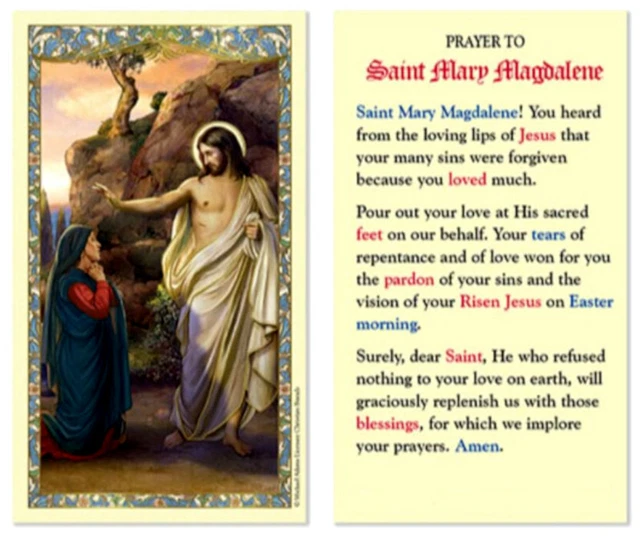 PRAYER TO SAINT Mary Magdalene LAMINATED Holy Card CATHOLIC ⭐ GILDED ...