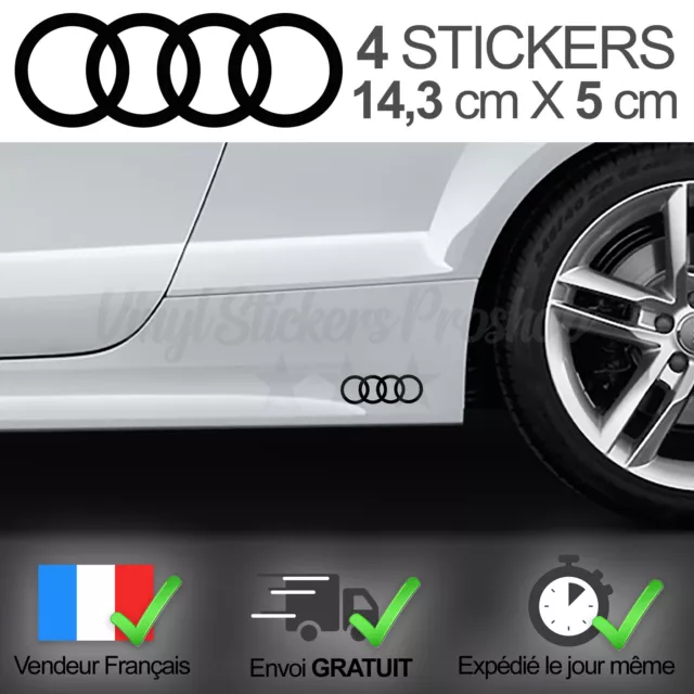 Stickers ANNEAUX pour AUDI Noir 4 Autocollants Adhésifs Bas de Caisse 14,3 cm