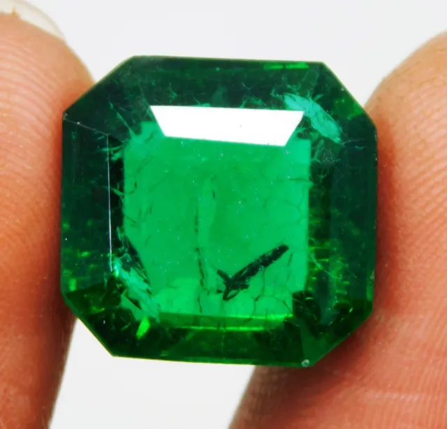 Natural Certified 14.60 Ct Radiant Cut Colombian Green Emerald Loose Gemstone