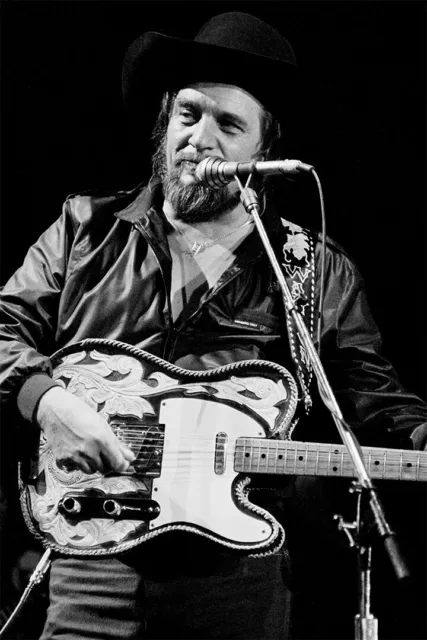 Country Singer Waylon Jennings Holding Microphone Music Wall Art - POSTER 20x30