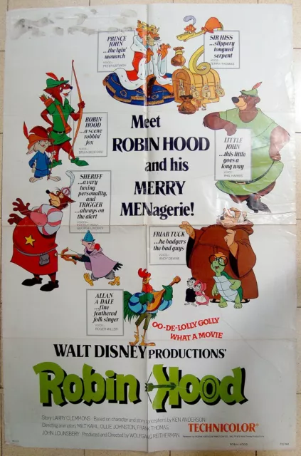 1973 Original OFFICIAL Animated RARE FILM POSTER Movie ROBIN HOOD Disney COMICS 2