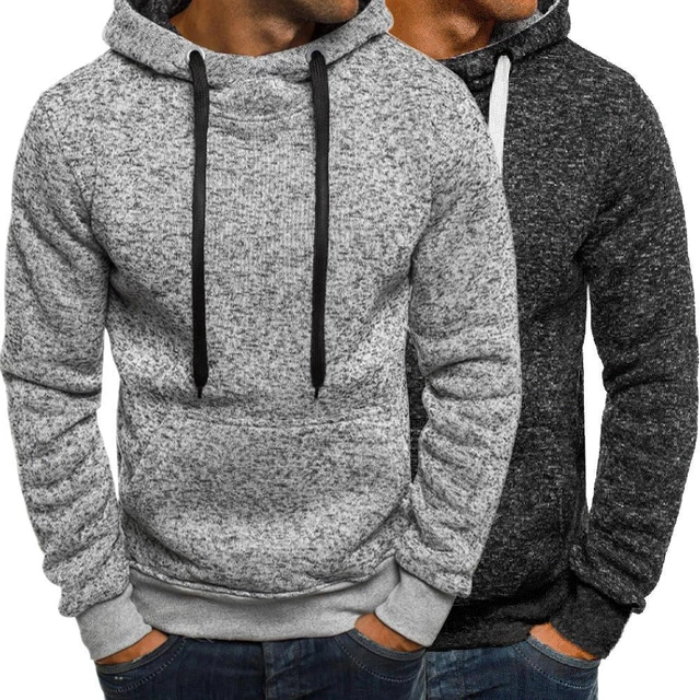 Maglione con cappuccio alla moda uomo adolescente ragazzo autunno maniche lunghe adatto tinta unita