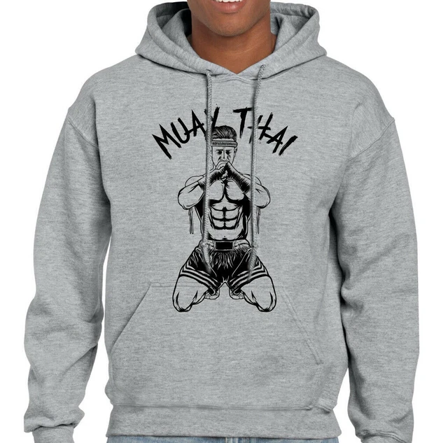 Muay Tailandese Uomo Arti Marziali Felpa con Cappuccio Mma Kick Boxe Pads Guanti