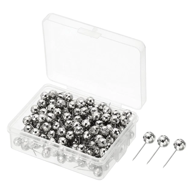 Pressione Spille,200pz Rotondo Testa Decorativo,Argento
