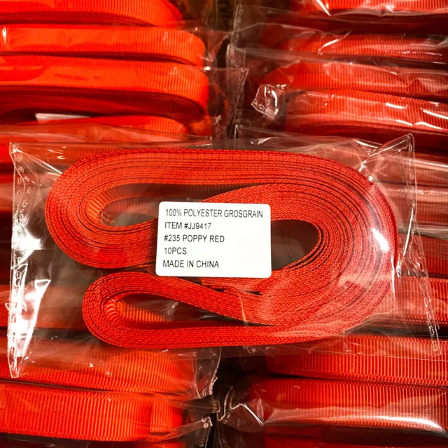 Wholesale Grosgrain Ribbons JJ9417 Poppy Red, 1/2 in Wide, 24 in Long x 480 pcs