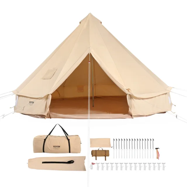 VEVOR Tente Cloche Toile 4 Saisons 7 m pour Camping Familial avec Trou de Poêle