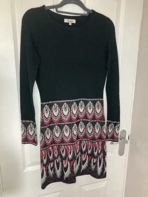 Somerset By Alice Temperley Knit Dress UK 10 Black Red Wool Patterned 3