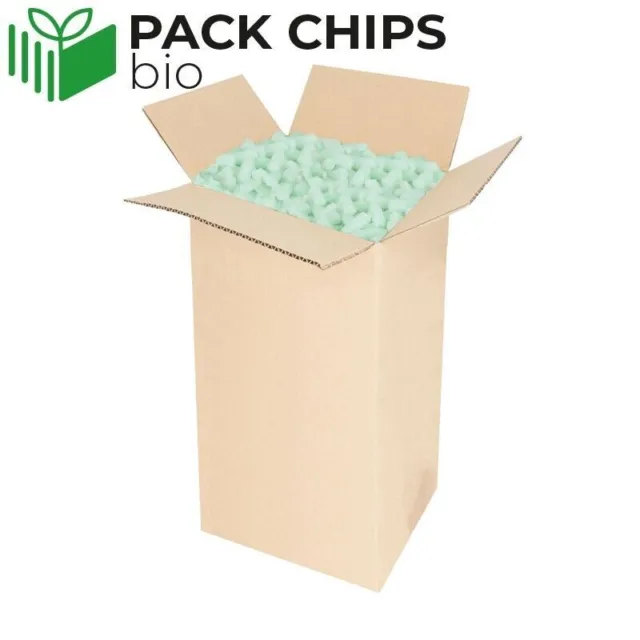 400 Liter BIO Verpackungschips Packpolster Polster Füllmaterial Chips grün NEU