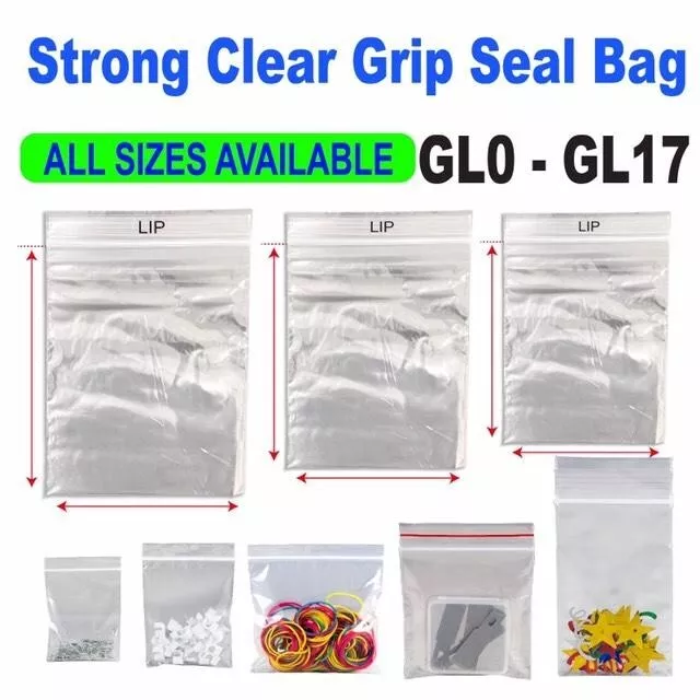 GRIP SEAL BAGS Polythene Poly Plastic Zip Lock Self Resealable Clear *All Sizes*