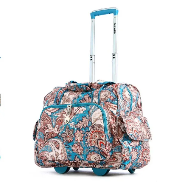 Olympia Sports RT-3400-PS USA Deluxe Fashion Rolling Overnighter Luggage Teal