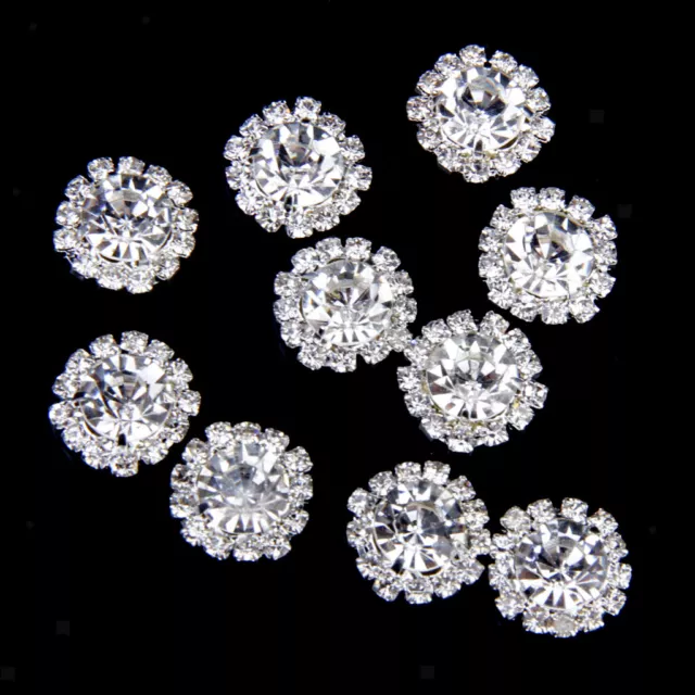 10er Kristall rhinestone Knopf Flatback Knöpfe Buttons Dekoration DIY 15mm