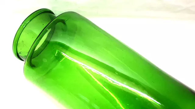 Antik Großer -glas Apotheke 34 CM aus Glas Mundgeblasen Grün Dekoration Vintage 11