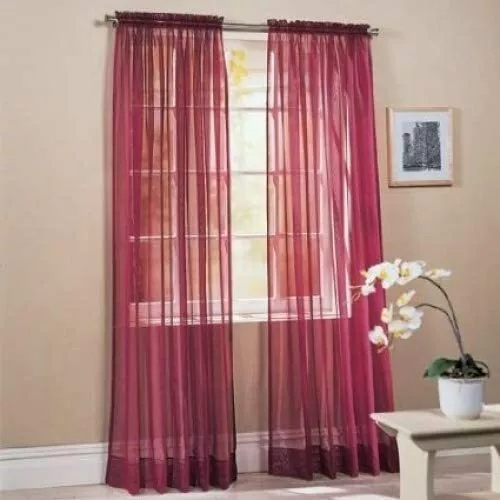 Sheer 2Pc Window Treatments Curtain Panels 84" Inch Long  Polyester (10+ colors)