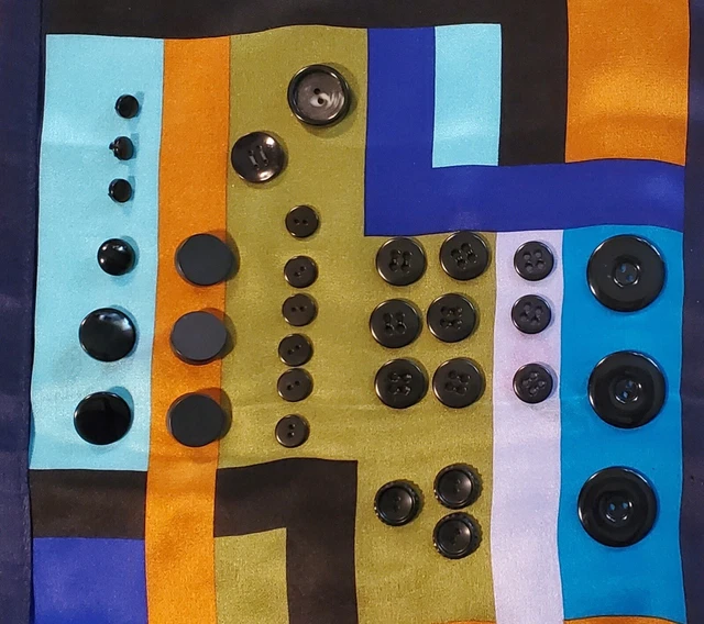 Antique Buttons Black Mix Sizes Flat Shank Lot of 32