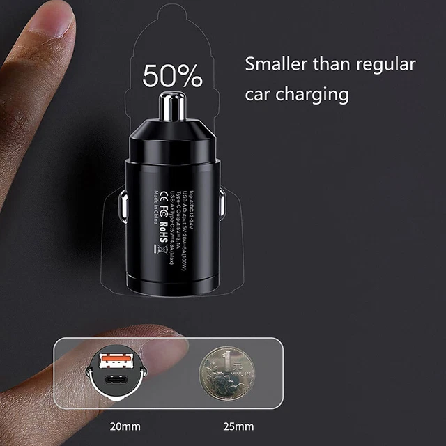 Accendisigari per auto caricabatterie USB 100 W ricarica super USB-A USB-C per telefono-ln