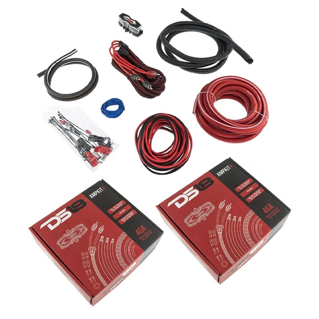 (2) DS18 AMPKIT 4 Gauge Amp Kit Amplifier Install Wiring Complete 4 AWG