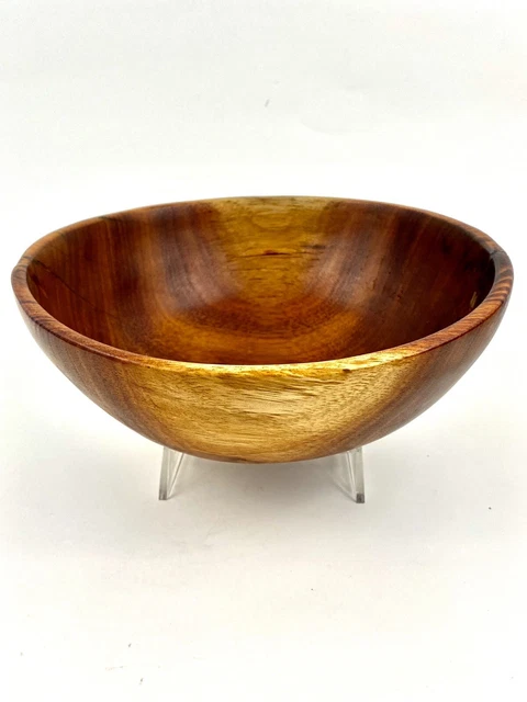 * Hawaii Koa Wood Bowl Signed Kamaaina woods Dark Brown 9inD x 3 1/2in Tall
