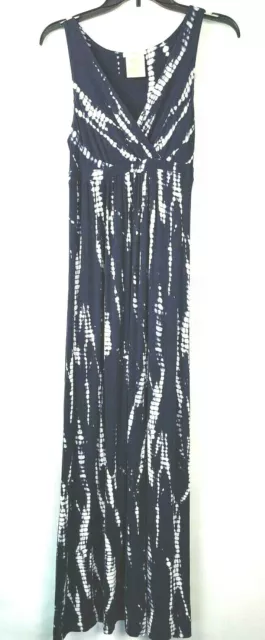 Matty M Womens Blue Tie Dye Maxi Dress Size XS V Neck Sleeveless Casual Long