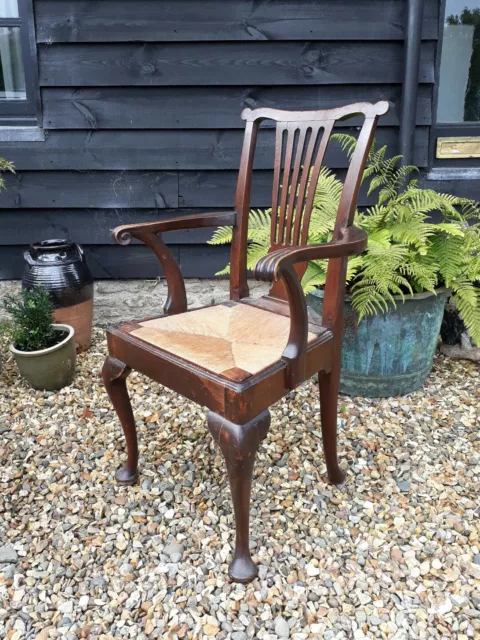 georgian oak chippendale carver armchair