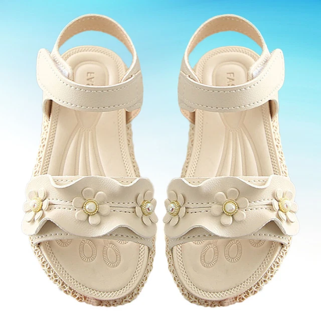 1 Pair Girls Casual Sandals Flower Decor Summer Shoes Beach Sandal Footwear