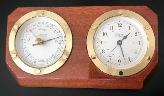 Weems & Plath Porthole Barometer & Clock Desk Set / Free Shipping!