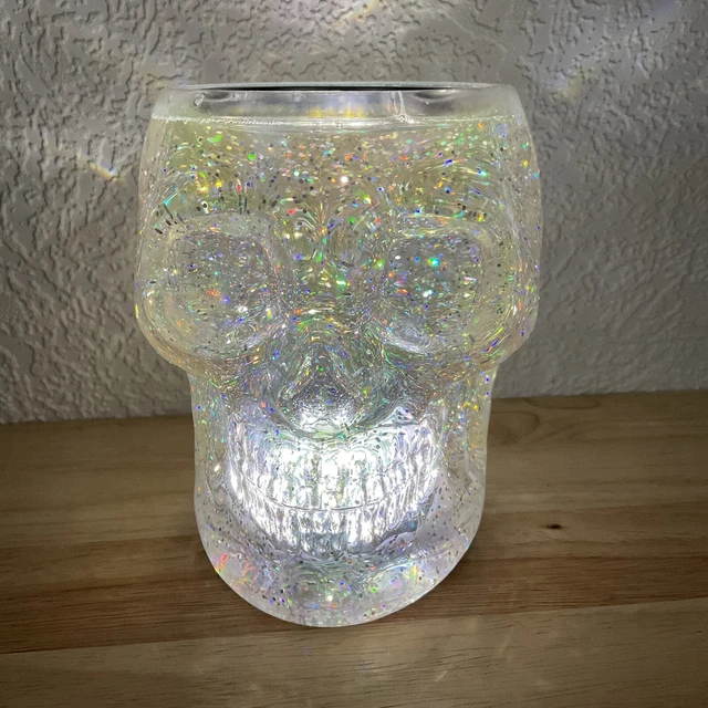 BATH & BODY WORKS Glitter Skull Light Up Single Wick Candle Holder