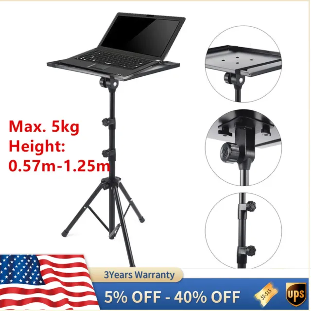 Mobile Projector Floor Tripod Stand Laptop Holder with Tray Adjustable Height