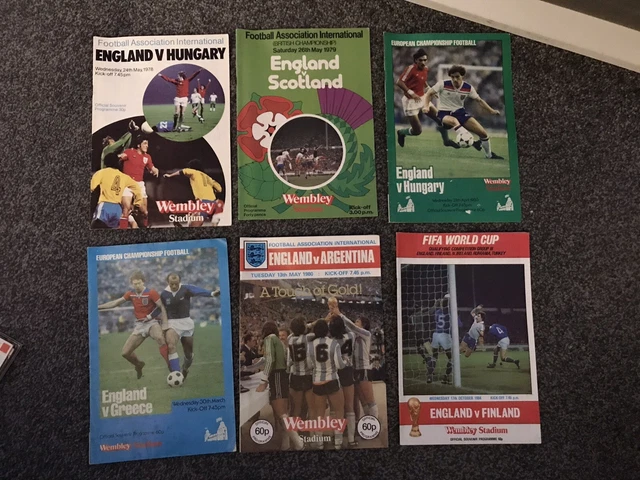ENGLAND FOOTBALL PROGRAMMES 6 in total v Argentina Scotland Hungary ...