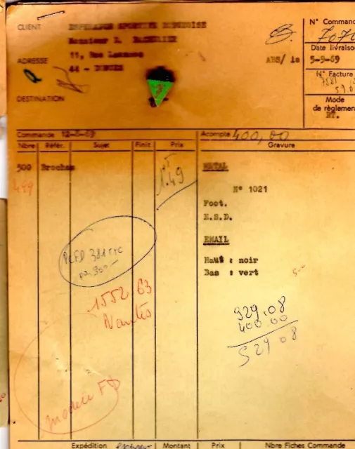 Insigne du football club de Donges édité en 1969