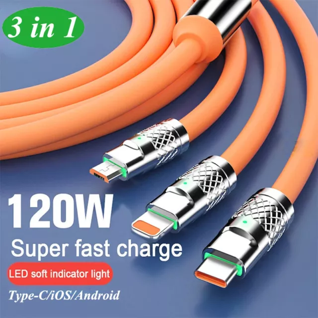 3 in 1 Fast USB Charging Cable Universal Multi Function Cell Phone Charger Cord