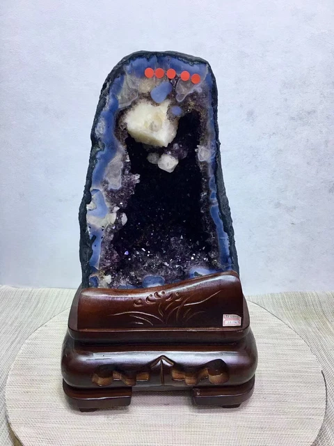 46.64LB Natural Amethyst Geode Crystal Quartz Specimen Healing+stand
