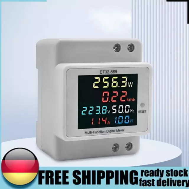 6IN1 DIN-Rail AC Volt Monitor KWH Electric Energy Meter Multi-function 100A DE