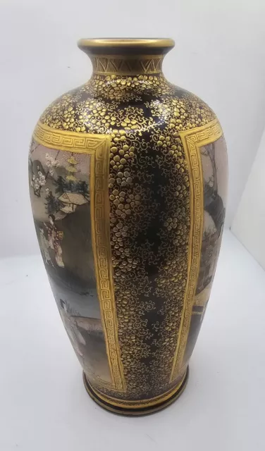 Japanese Satsuma Vase Meiji Period Signed  8'"in. 3