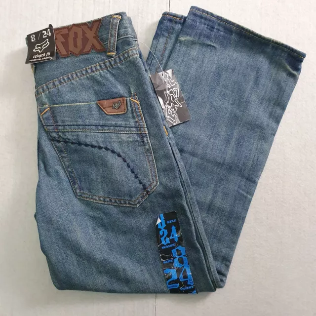 Fox Racing Jeans Womens Size 8 W24 3/4 Leg Blue Wash