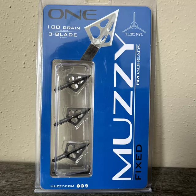 Muzzy Broadheads ONE 100 Grain 3-Blade 1 1/8" Cut - New