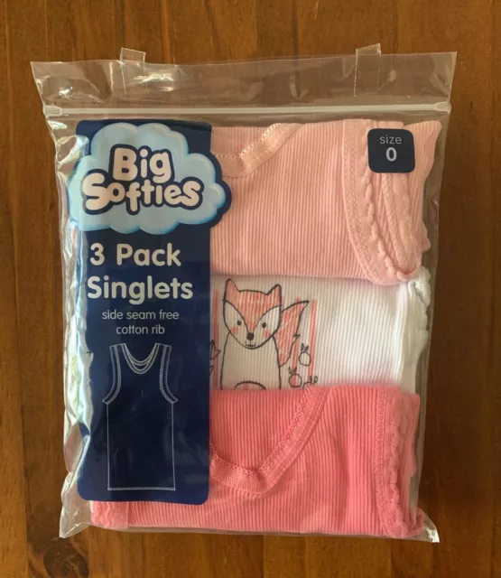 Big Softies - 3 Pack Baby Singlets - Size 0 - BNWT