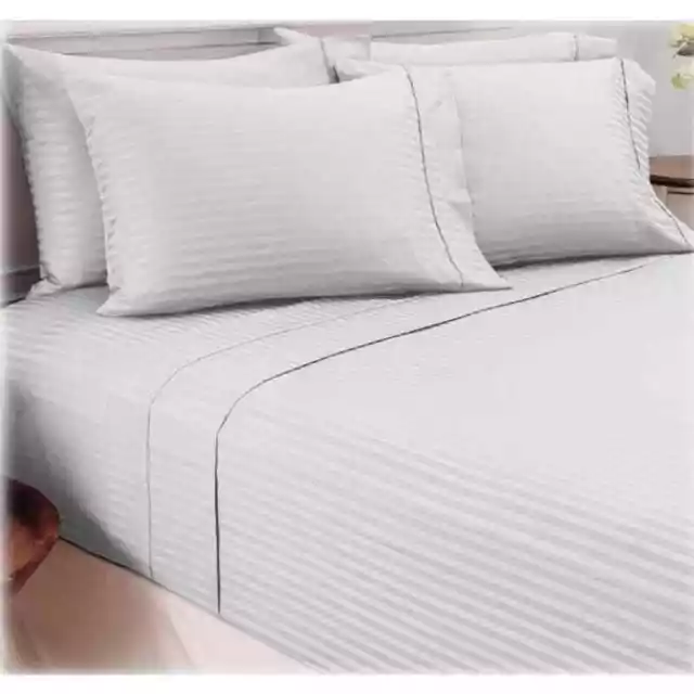 Hotel New York 6-Piece Dobby Stripe King Sized Sheet Set, Platinum Grey