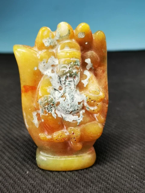 Perfect Old Chinese Jade Hand Carving The God Of Wealth Pendant Statue F10