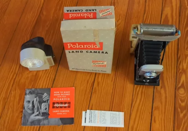 Polaroid Highlander Land Camera Model 80A Box Paperwork Wink-Light 110A Vintage