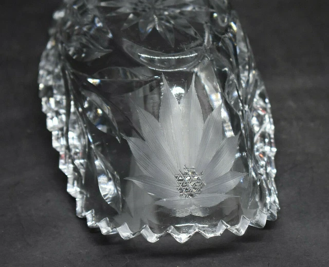 Powelton Cut Glass Poinsettia Small Oval Bowl American Brilliant Period 6