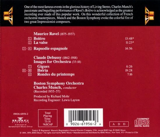 Ravel: Boléro etc.; Debussy: Images; Charle Munch - Boston Sym (CD,1994, RCA) 2