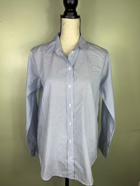 Everlane Women's Blue/White Striped Button Down Long Sleeve Shirt SZ 4