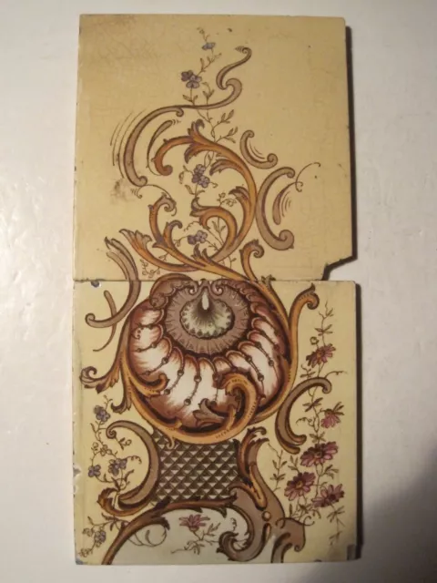 Antique Victorian Campbell Tile Co. Coloured Transfer Two Tile Panel