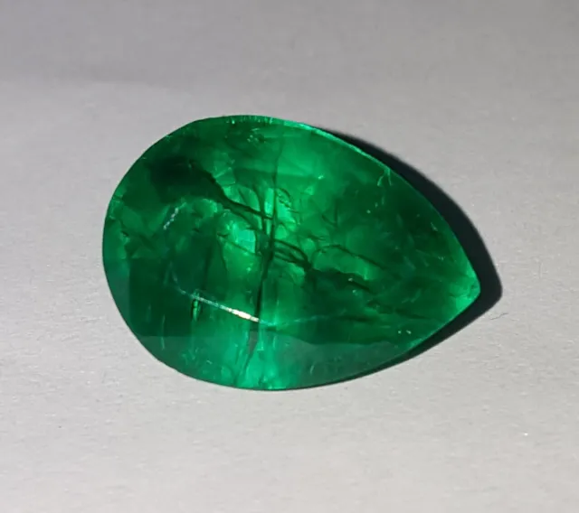 Loose Certified Gemstone Natural Colombian Green Emerald 11.72 Ct Pear Shape Gem